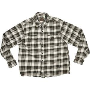 Orvis Mens XL Thick Flannel Button Shirt Jacket Shacket Hand Pockets Heavyweight